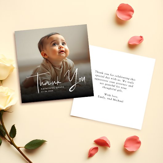 Budget Minimalistisches Script Foto Vielen Dank Mitteilungskarte