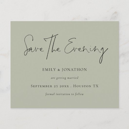 Budget Minimalistisches Skript Blass Sage Gerettet (Vorderseite)