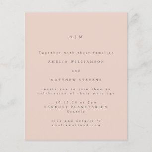 Budget Minimals Monogramm Blush Hochzeitseinladung