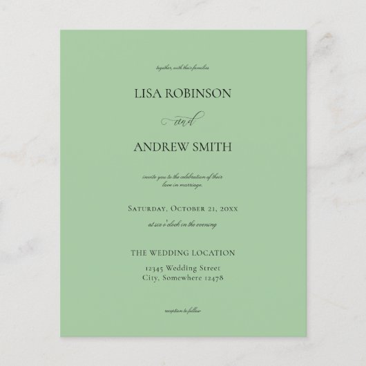 Budget Mint Green Wedding Flyer (Vorne)