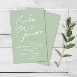 Budget Minze Green Simple Script Baby Shower FLYER