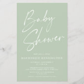 Budget Minze Green Simple Script Baby Shower FLYER (Vorne)