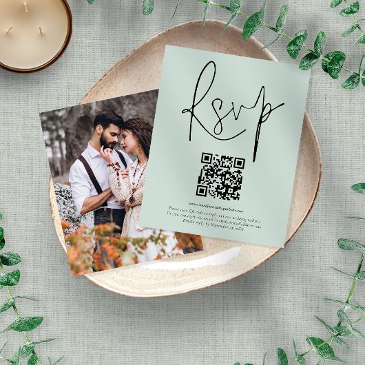 Budget Minze QR Code Script Foto Hochzeit RSVP