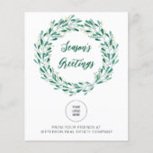 Budget Mistletoo Wreath Logo Business-Urlaubskarte (Vorderseite)