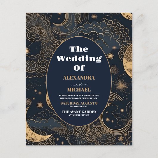 Budget Mitternacht Blue Gold Celestial Wedding (Vorderseite)