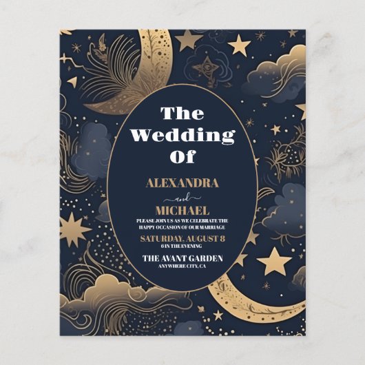 Budget Mitternacht Blue Gold Celestial Wedding (Vorderseite)