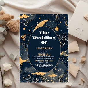 Budget Mitternacht Blue Gold Celestial Wedding