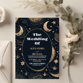 Budget Mitternacht Blue Gold Celestial Wedding