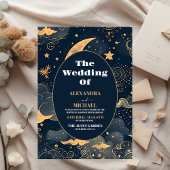 Budget Mitternacht Blue Gold Celestial Wedding