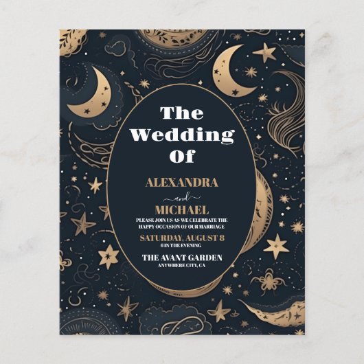 Budget Mitternacht Blue Gold Celestial Wedding (Vorderseite)