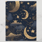Budget Mitternacht Blue Gold Celestial Wedding Flyer (Hinten)