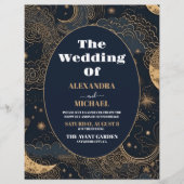 Budget Mitternacht Blue Gold Celestial Wedding Flyer (Vorne)