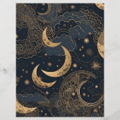 Budget Mitternacht Blue Gold Celestial Wedding Flyer (Hinten)