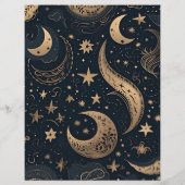 Budget Mitternacht Blue Gold Celestial Wedding Flyer (Hinten)