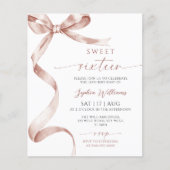 Budget Mocha Bow Sweet 16 Geburtstag Einladung (Vorderseite)