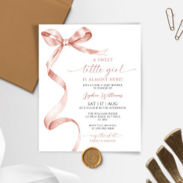 Budget Mocha Bow Sweet Girl Baby Shower Einladung