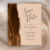 Budget Mocha Brown Gold Agate Tan Save the Date
