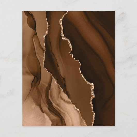Budget Mocha Brown Gold Agate Tan Wedite Einladung (Rückseite)