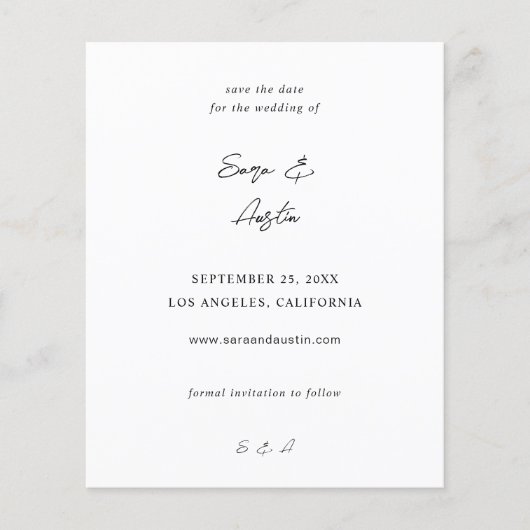 Budget MOD Calligraphy Save the Date (Vorderseite)