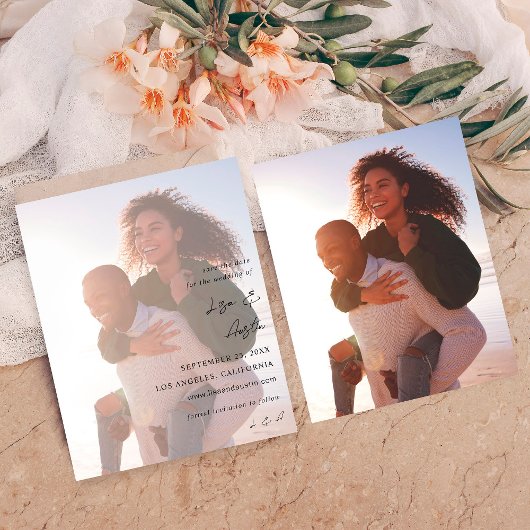 Budget MOD Calligraphy w Duo Foto Save the Date