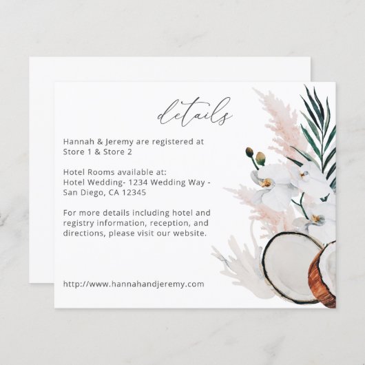 Budget MOD Coconut Korallenweiße Blumendetails (Vorne/Hinten)