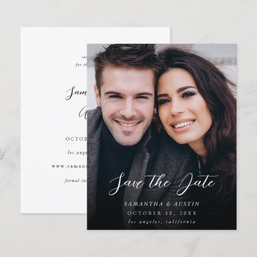 Budget MOD V Foto Elegant Save the Date - Dunkel (Vorne/Hinten)