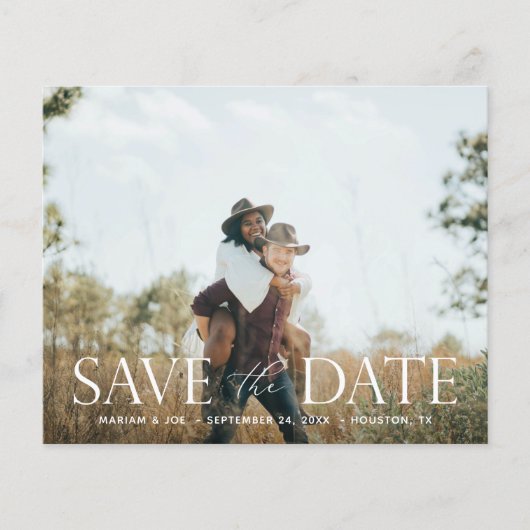 Budget Modern 2 Foto Das Script H Save the Date Flyer (Vorne)