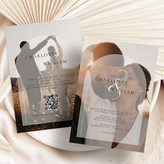 Budget Modern 2 Photo Wedding Invitation Einladung