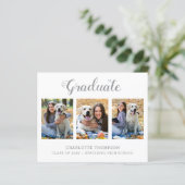 Budget Modern 3 Foto Abschluss Einladung (Stehend Vorderseite)