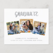 Budget Modern 3 Foto Abschluss Einladung (Vorderseite)