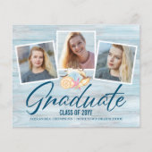 Budget Modern 3 Foto Beach Graduate Ankündigung (Vorderseite)