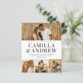 Budget Modern 4 Foto QR Code Hochzeit Einladung (Stehend Vorderseite)