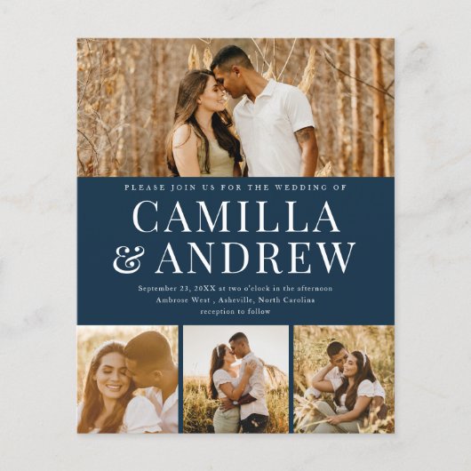 Budget Modern 4 Foto QR Code Hochzeit Einladung (Vorderseite)