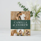 Budget Modern 4 Foto QR Code Hochzeit Einladung (Stehend Vorderseite)