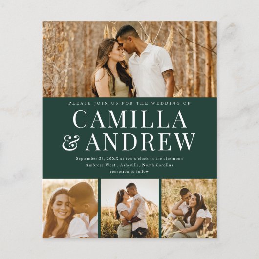 Budget Modern 4 Foto QR Code Hochzeit Einladung (Vorderseite)