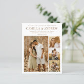 Budget Modern 4 Foto QR Code Hochzeit Einladung (Stehend Vorderseite)