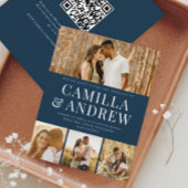 Budget Modern 4 Foto QR Code Hochzeit Einladung