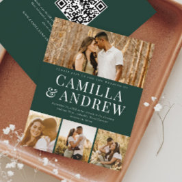 Budget Modern 4 Foto QR Code Hochzeit Einladung