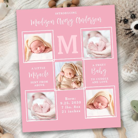 Budget Modern 5 Foto Collage Baby Girl Vielen Dank