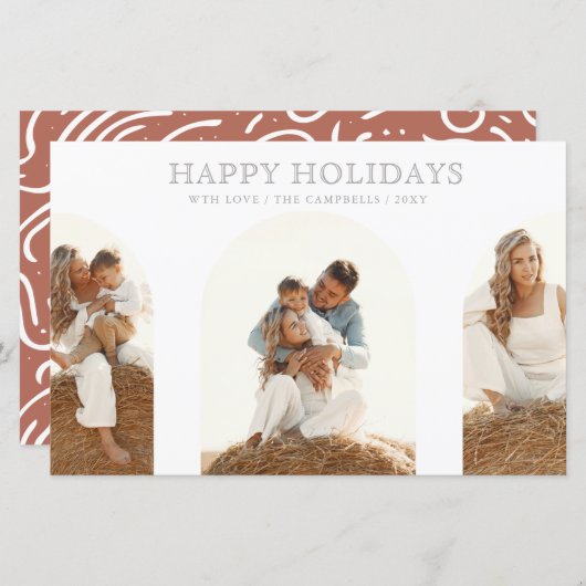 Budget Modern Arches Terracotta Foto Holiday Card (Vorne/Hinten)