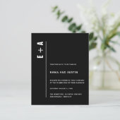 Budget Modern Black Bold Initials Wedding Einladun (Stehend Vorderseite)