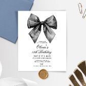 Budget Modern Black Bow Birthday Einladung