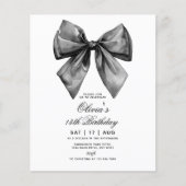 Budget Modern Black Bow Birthday Einladung (Vorderseite)