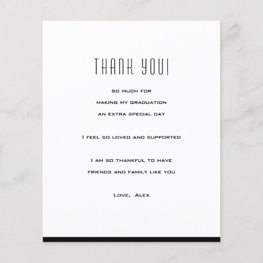 BUDGET Modern Black Script Foto GRAD Vielen Dank Flyer (Hinten)