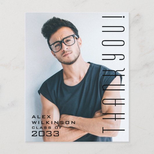 BUDGET Modern Black Script Foto GRAD Vielen Dank Flyer (Vorne)