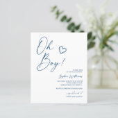 Budget Modern Blue Baby Dusche Einladung (Stehend Vorderseite)