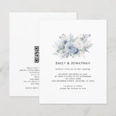Budget Modern Blue Florals QR Wedding (Vorne/Hinten)