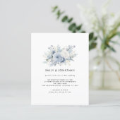 Budget Modern Blue Florals QR Wedding (Stehend Vorderseite)