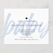 Budget Modern Blue Minimal Babydusche Einladung (Vorderseite)