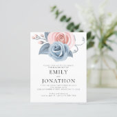 Budget Modern Blue Pink Florals Engagement Party (Stehend Vorderseite)